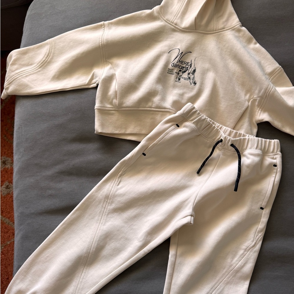 Zara Cream Cropped Hoodie and Joggers Set 2 sizes available